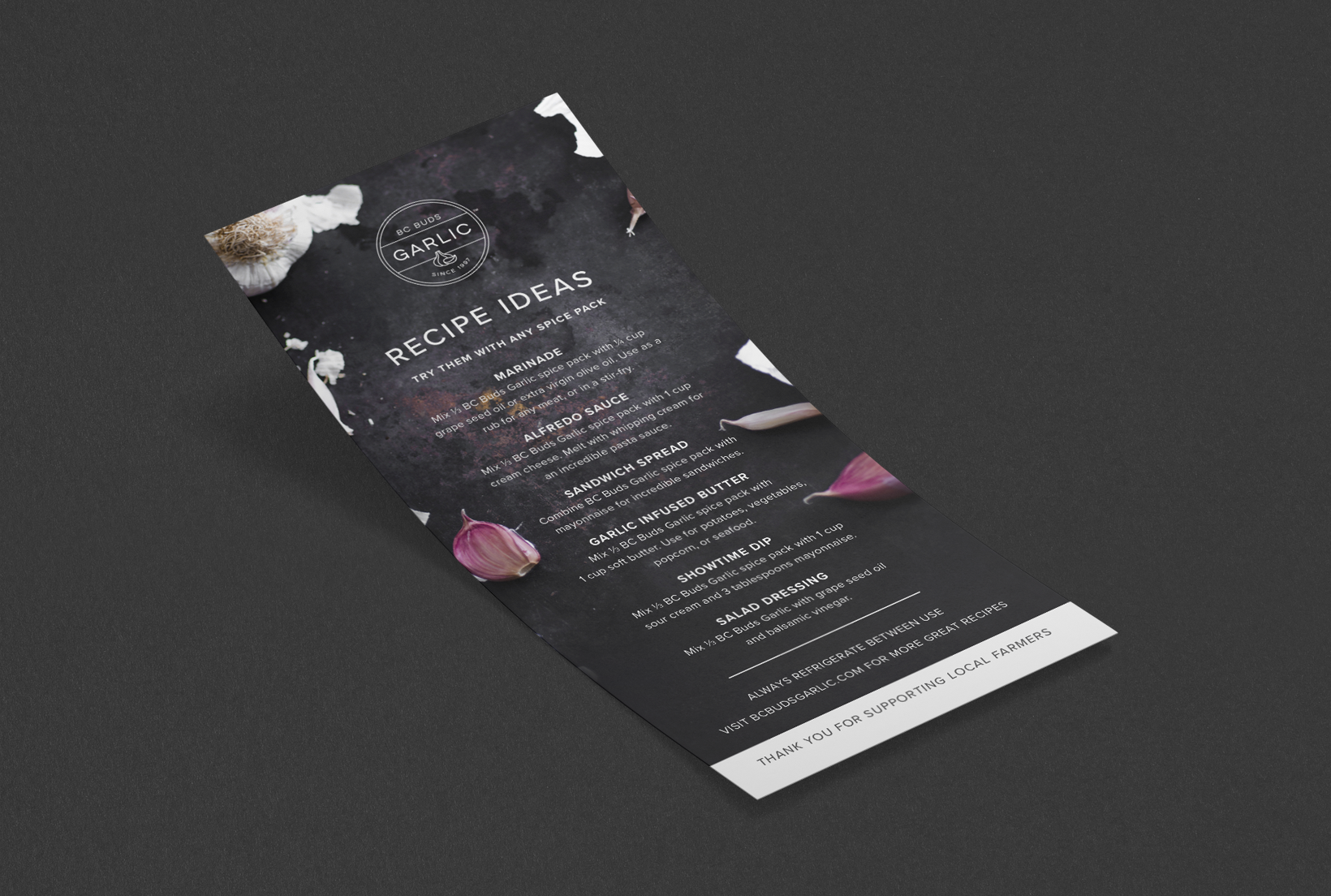 BC Buds Garlic Rack Card